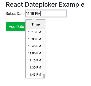 react datepicker example