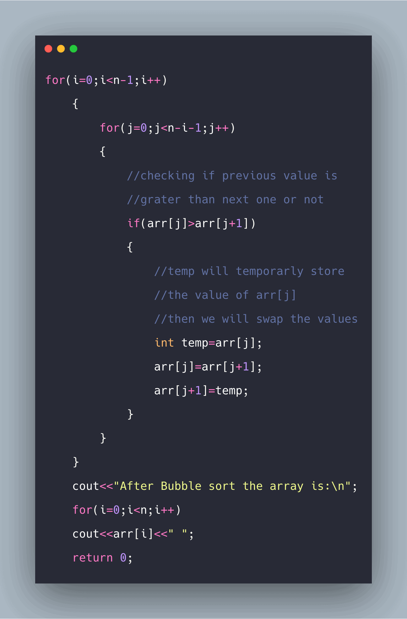 C Program for Bubble Sort