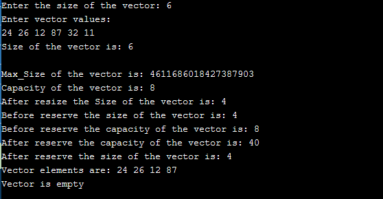 Vector Iterator Program in C++