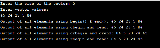 Vector Iterators Example