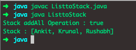 Java List to Stack Example
