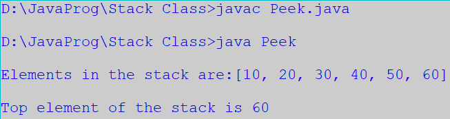 Object peek() method in Stack Class