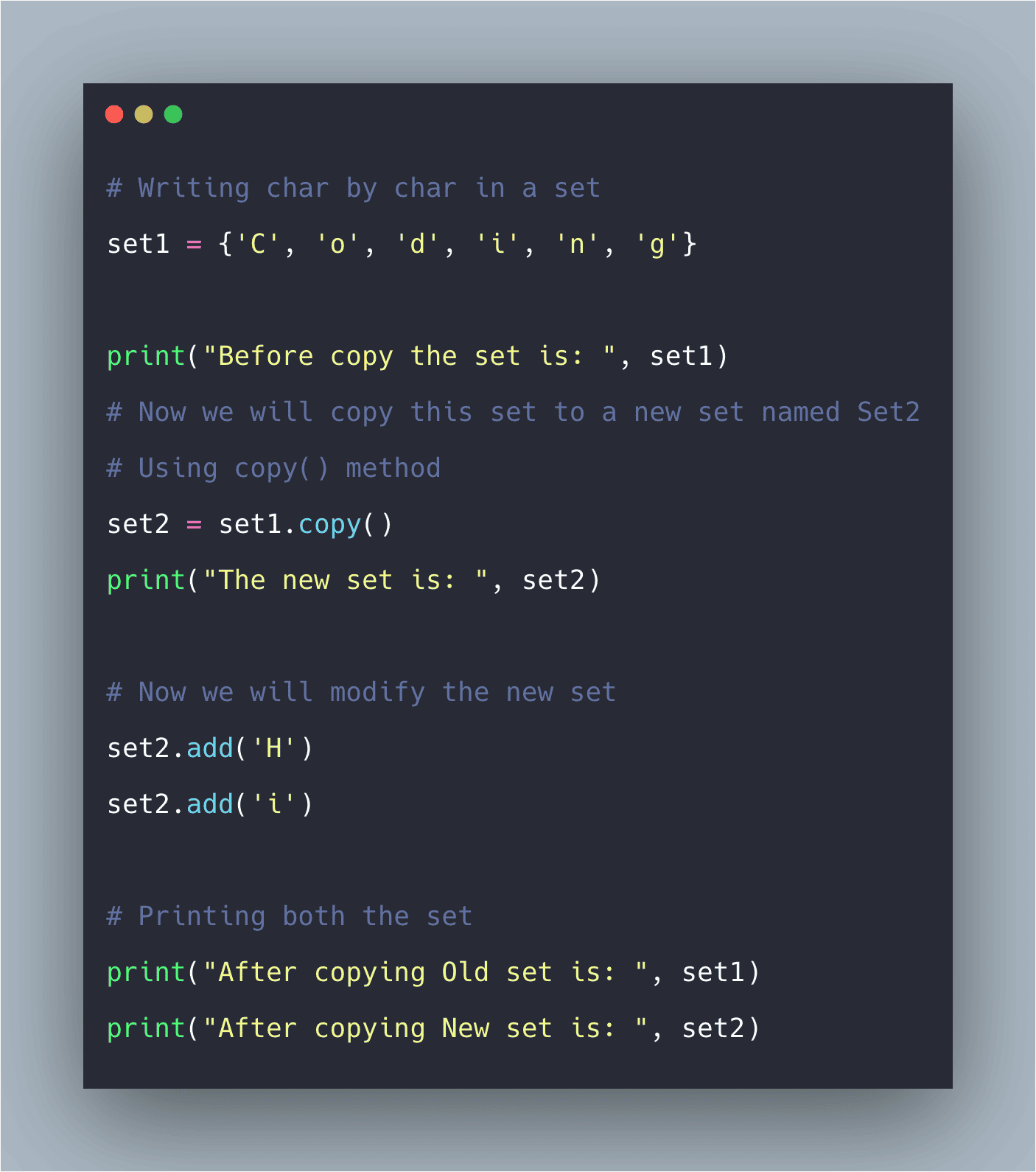 Python Set Copy() Method Example Tutorial