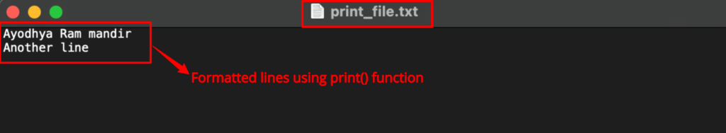 Output of print() function