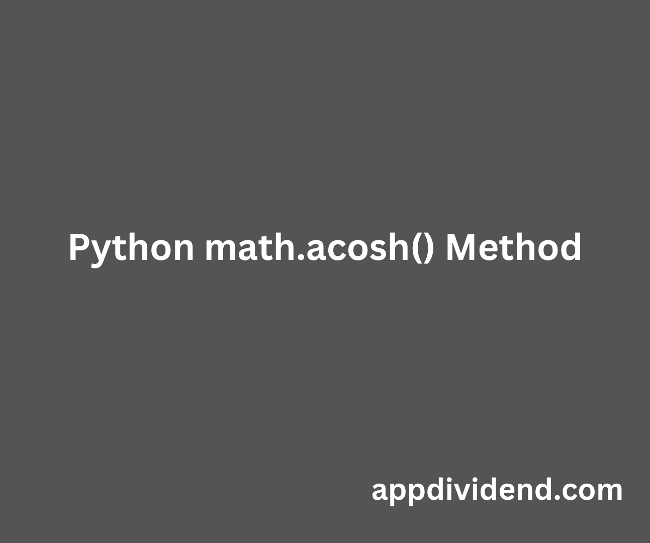 Python math.acosh() Method