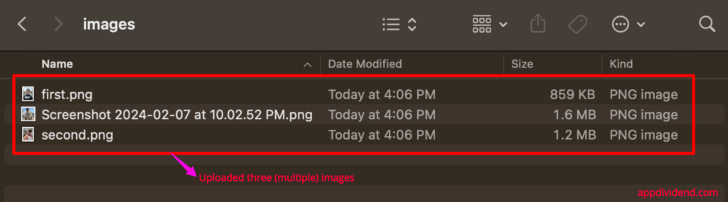 Multiple file is uploaded to public : images folder
