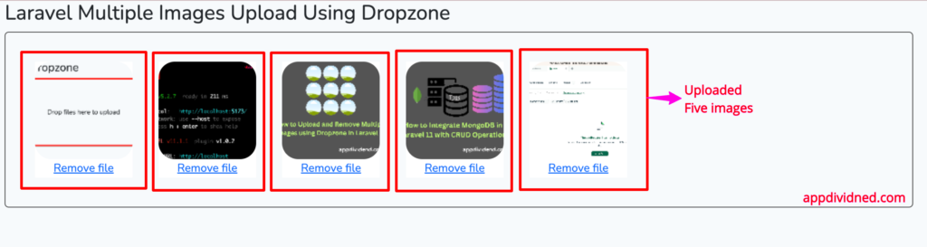 Uploading multiple images using dropzone
