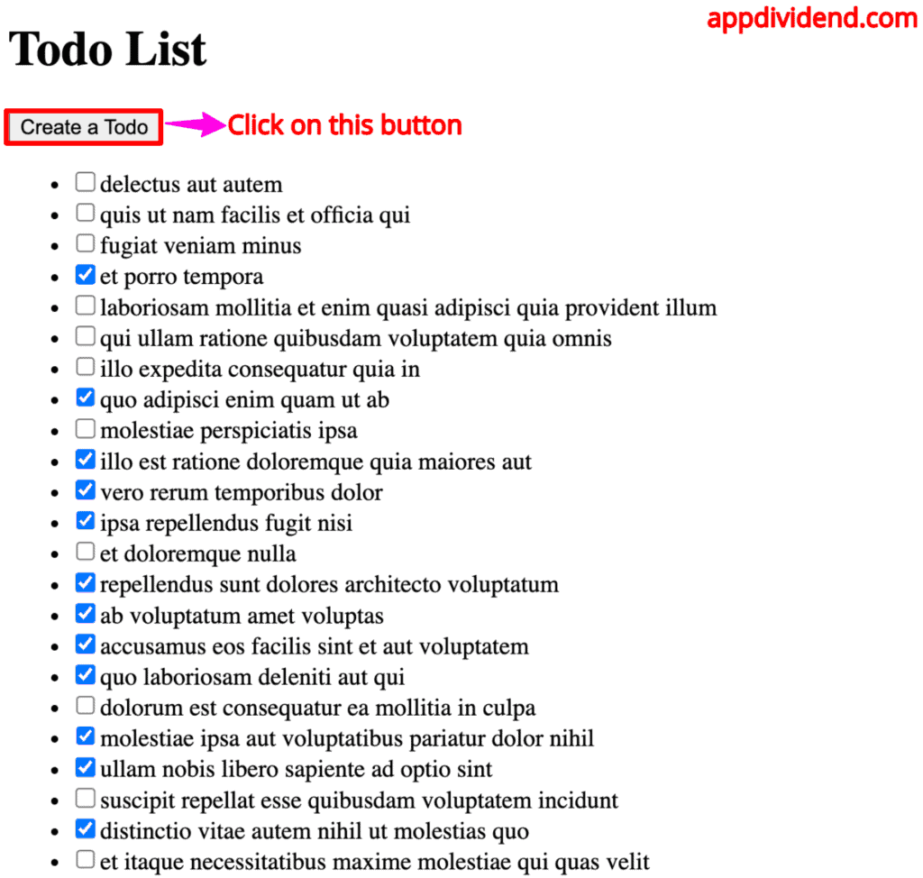 Creating a new todo list