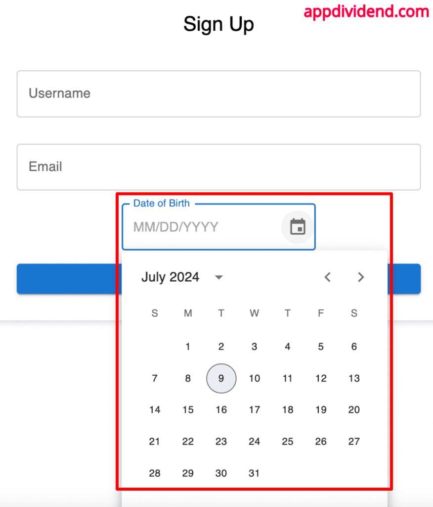 Displaying a datepicker in react