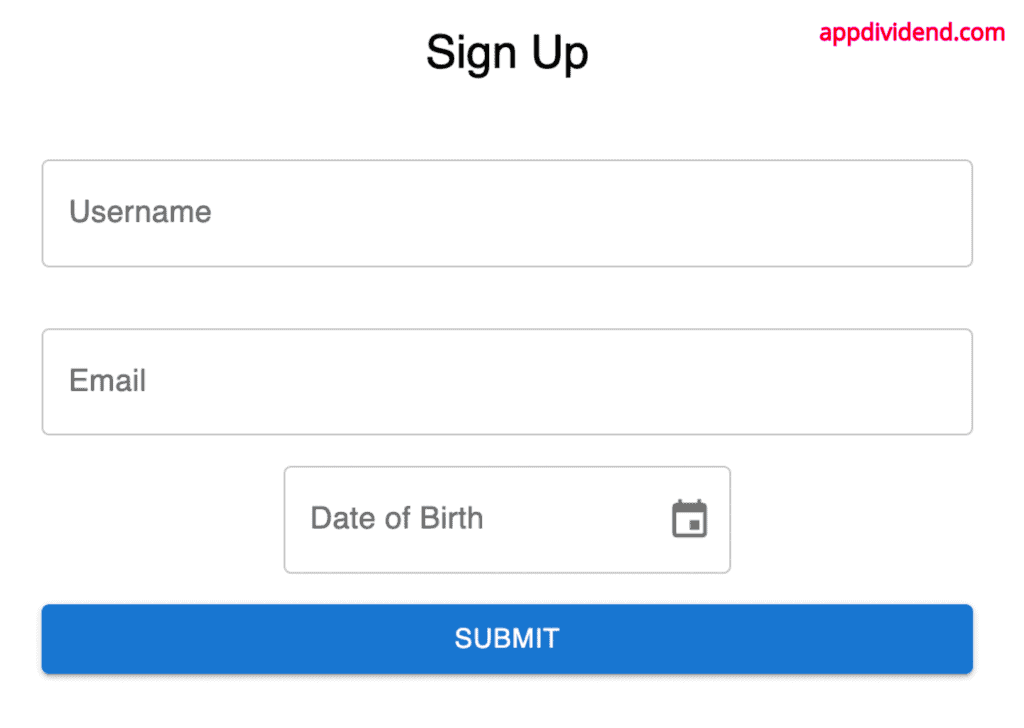 Signup form in React with datepicker