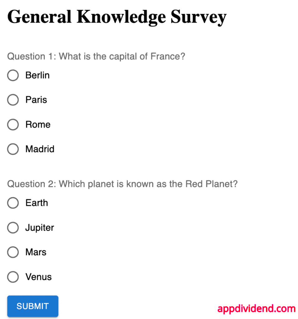 Survey Forms Built with Formik