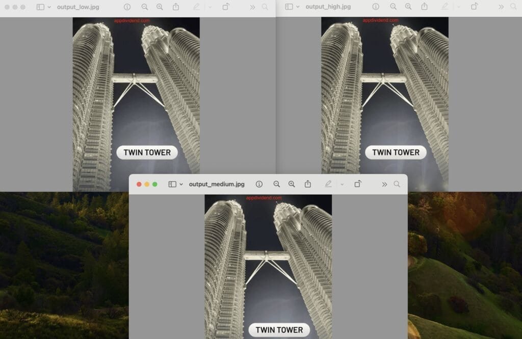 Different type of JPEG qualities