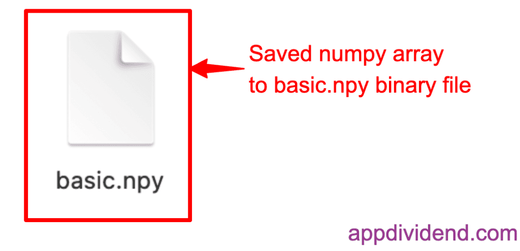 saving an array to .npy file