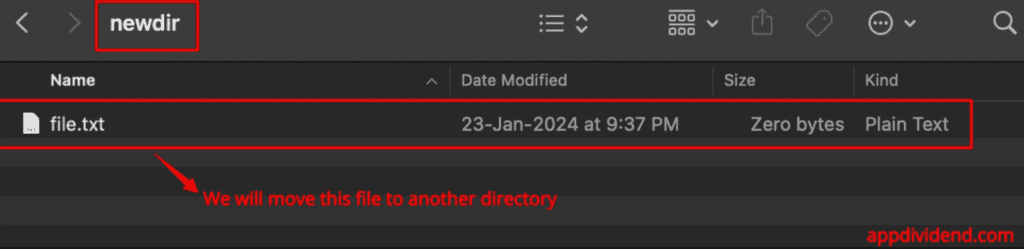 Source directory before moving